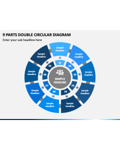 9 Parts Double Circular Diagram PPT Slide 1