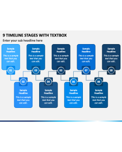 9 Timeline Stages with Textbox PPT Slide 1