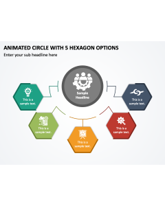 Animated Circle with 5 Hexagon Options PPT Thumbnail