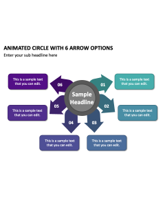 Animated Circle with 6 Arrow Options PPT Thumbnail