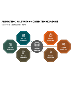 Animated Circle with 6 Connected Hexagons PPT Thumbnail