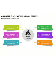 Animated Circle with 6 Ribbon Options PPT Thumbnail