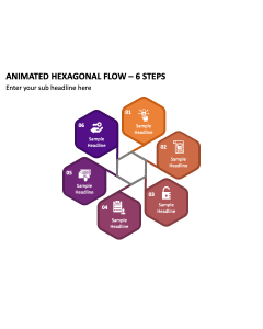 Animated Hexagonal Flow - 6 Steps PPT Thumbnail