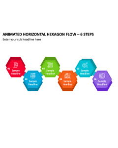 Animated Horizontal Hexagon Flow - 6 Steps PPT Thumbnail