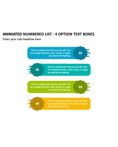 Animated Numbered List - 4 Option Text Boxes PPT Thumbnail