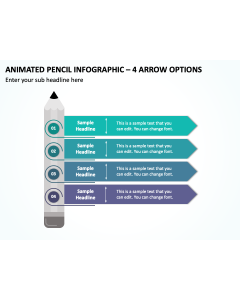 Animated Pencil Infographic - 4 Arrow Options PPT Thumbnail