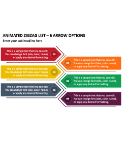 Animated Zigzag List - 6 Arrow Options PPT Thumbnail