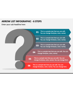 Arrow List Infographic - 6 Steps PPT Slide 1