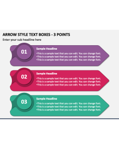 Arrow Style Text Boxes - 3 Points PPT Slide 1