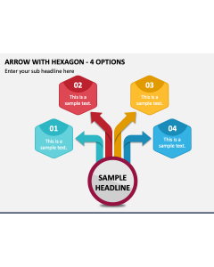 Arrow with Hexagon - 4 Options PPT Slide 1