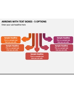 Arrows with Text Boxes - 5 Options PPT Slide 1