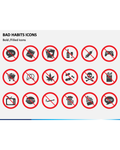 Bad Habits Icons PPT Slide 1