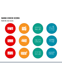 Bank Check Icons PPT Slide 1