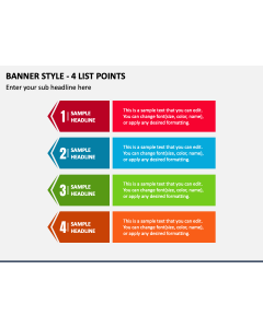 Banner Style - 4 List Points PPT Slide 1
