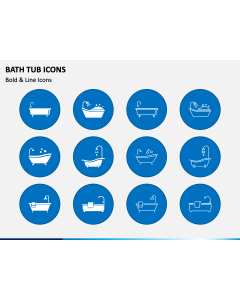 Bath Tub Icons PPT Slide 1