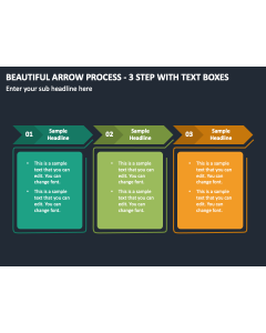 Beautiful Arrow Process - 3 Step with Text Boxes PPT Slide 2