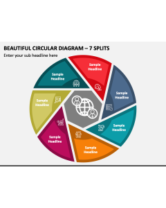 Beautiful Circular Diagram - 7 Splits PPT Slide 1