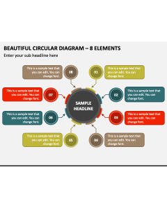 Beautiful Circular Diagram - 8 Elements PPT Slide 1