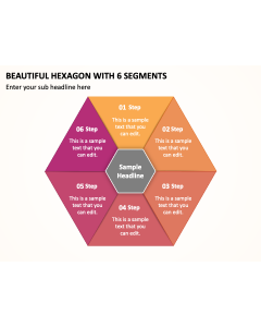 Beautiful Hexagon with 6 Segments PPT Thumbnail