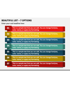 Beautiful List - 7 Options PPT Slide 1