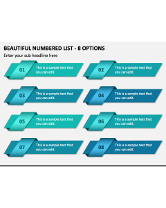 Beautiful Numbered List - 8 Options PPT Slide 1