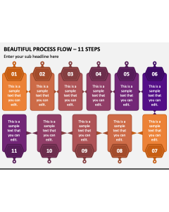 Beautiful Process Flow - 11 Steps PPT Slide 1