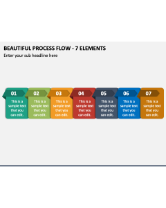 Beautiful Process Flow - 7 Elements PPT Slide 1