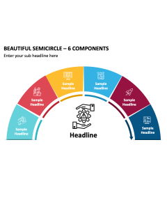 Beautiful Semicircle - 6 Components PPT Slide 2