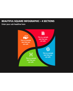 Beautiful Square Infographic - 4 Sections PPT Thumbnail