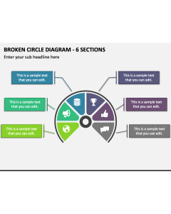 Broken Circle Diagram - 6 Sections PPT Slide 1