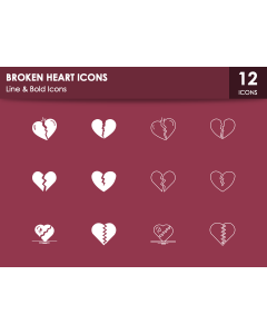 Broken Heart Icons PPT Slide 1