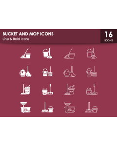 Bucket And Mop Icons PPT Slide 1