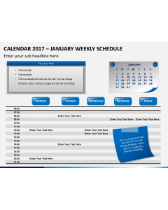 Calendar 2017 weekly schedule PPT slide 1