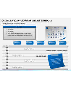 Calendar 2019 Weekly Schedule PPT Slide 1