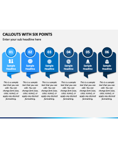 Callouts with Six Points PPT Slide 1