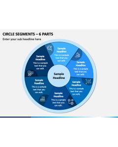 Circle Segments - 6 Parts PPT Slide 1