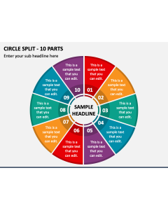 Circle Split - 10 Parts PPT Slide 1