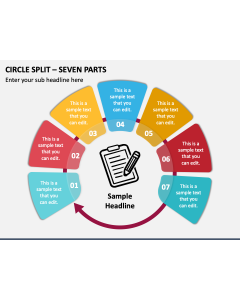 Circle Split - Seven Parts PPT Slide 1