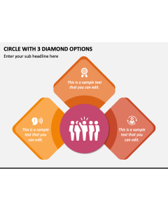 Circle with 3 Diamond Options PPT Slide 1