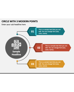 Circle with 3 Modern Points PPT Slide 1