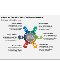 Circle with 6 Arrows Pointing Outward PPT Slide 1