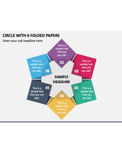 Circle with 6 Folded Papers PPT Slide 1