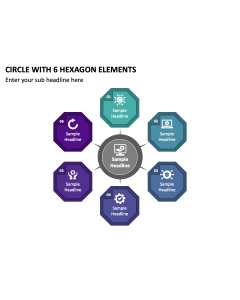 Circle with 6 Hexagon Elements PPT Thumbnail