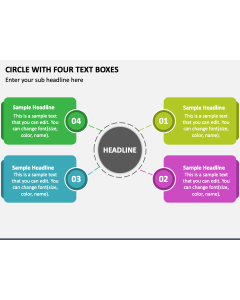 Circle with Four Text Boxes PPT Slide 1