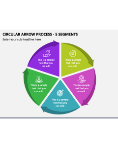 Circular Arrow Process - 5 Segments PPT Slide 1