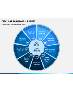 Circular Diagram - 9 Parts PPT Slide 1