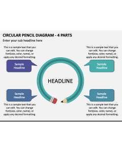 Circular Pencil Diagram - 4 Parts PPT Slide 1