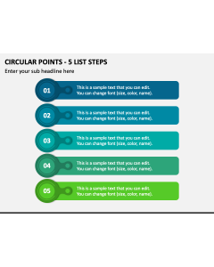 Circular Points - 5 List Steps PPT Slide 1