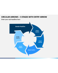 Circular Arrows – 5 Stages With Entry Arrow PPT Slide 1