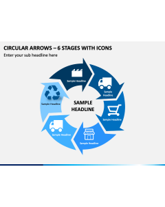 Circular Arrows – 6 Stages With Icons PPT Slide 1